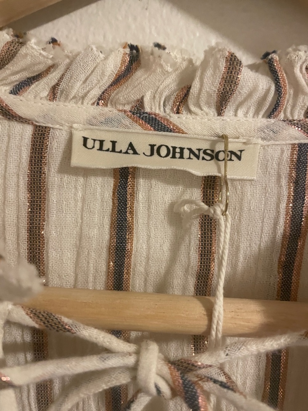 Ulla Johnson Rosalind Mini Dress Women’s Size 4 Lurex Stripe Cream NWT - Picture 10 of 13